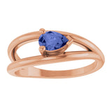 14K Gold Pear Natural Tanzanite Negative Space Solitaire Ring - Rose Gold - view 3