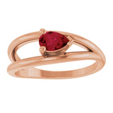 14K Gold Pear Lab-Grown Ruby Negative Space Solitaire Ring - Rose Gold - view 3
