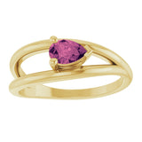 14K Gold Pear Natural Pink Tourmaline Negative Space Solitaire Ring - Yellow Gold - view 3