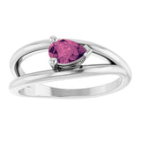 14K Gold Pear Natural Pink Tourmaline Negative Space Solitaire Ring - White Gold - view 3