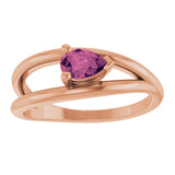 14K Gold Pear Natural Pink Tourmaline Negative Space Solitaire Ring - Rose Gold - view 3