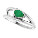 14K Gold Pear Lab-Grown Emerald Negative Space Solitaire Ring - White Gold - view 5