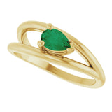 14K Gold Pear Lab-Grown Emerald Negative Space Solitaire Ring - Yellow Gold - view 5