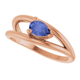 14K Gold Pear Natural Tanzanite Negative Space Solitaire Ring - Rose Gold - view 5