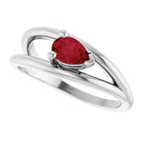 Platinum Pear Lab-Grown Ruby Negative Space Solitaire Ring - view 5
