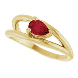 14K Gold Pear Lab-Grown Ruby Negative Space Solitaire Ring - Yellow Gold - view 5