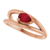 14K Gold Pear Lab-Grown Ruby Negative Space Solitaire Ring - Rose Gold - view 5