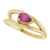 14K Gold Pear Natural Pink Tourmaline Negative Space Solitaire Ring - Yellow Gold - view 5
