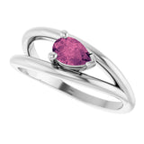 14K Gold Pear Natural Pink Tourmaline Negative Space Solitaire Ring - White Gold - view 5
