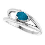 Platinum Pear Natural London Blue Topaz Negative Space Solitaire Ring - view 5