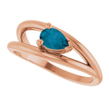 14K Gold Pear Natural London Blue Topaz Negative Space Solitaire Ring - Rose Gold - view 5