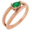 14K Gold Pear Lab-Grown Emerald Negative Space Solitaire Ring - Rose Gold