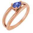 14K Gold Pear Natural Tanzanite Negative Space Solitaire Ring - Rose Gold
