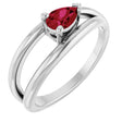 Platinum Pear Lab-Grown Ruby Negative Space Solitaire Ring