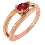 14K Gold Pear Lab-Grown Ruby Negative Space Solitaire Ring - Rose Gold