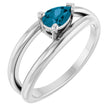 Platinum Pear Natural London Blue Topaz Negative Space Solitaire Ring