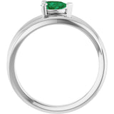 14K Gold Pear Lab-Grown Emerald Negative Space Solitaire Ring - White Gold - view 2
