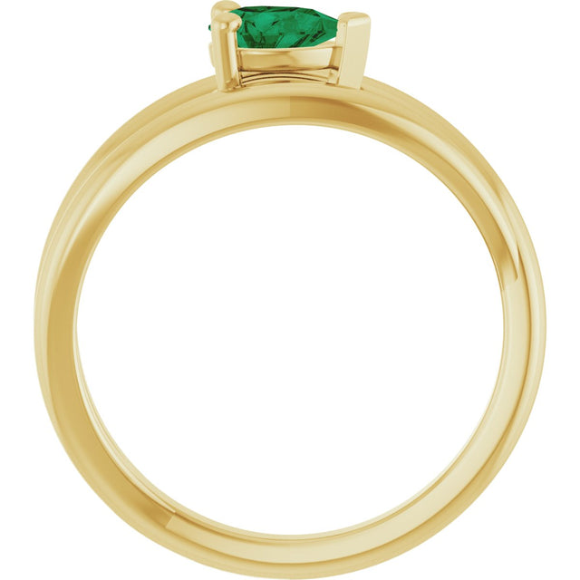 14K Gold Pear Lab-Grown Emerald Negative Space Solitaire Ring - Yellow Gold - view 2