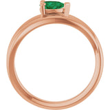 14K Gold Pear Lab-Grown Emerald Negative Space Solitaire Ring - Rose Gold - view 2