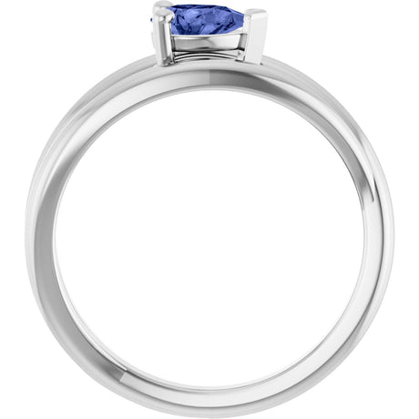 Platinum Pear Natural Tanzanite Negative Space Solitaire Ring - view 2