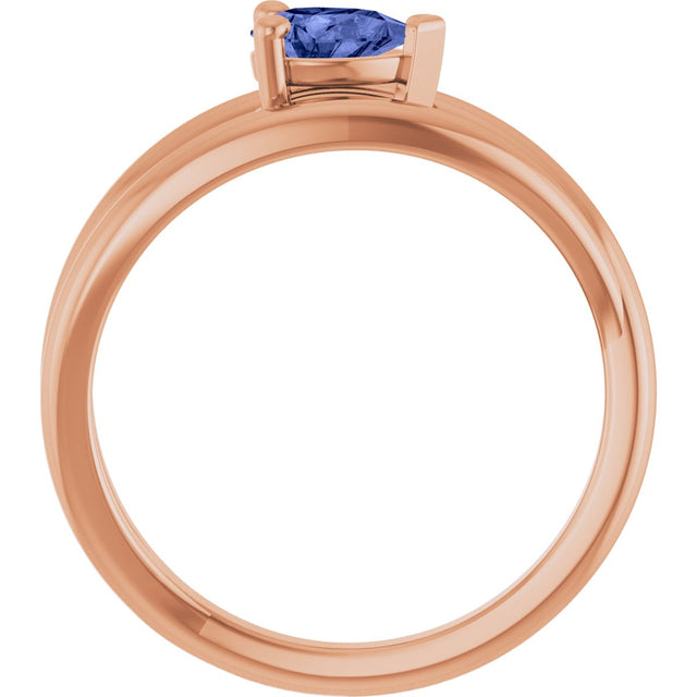 14K Gold Pear Natural Tanzanite Negative Space Solitaire Ring - Rose Gold - view 2