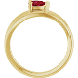 14K Gold Pear Lab-Grown Ruby Negative Space Solitaire Ring - Yellow Gold - view 2