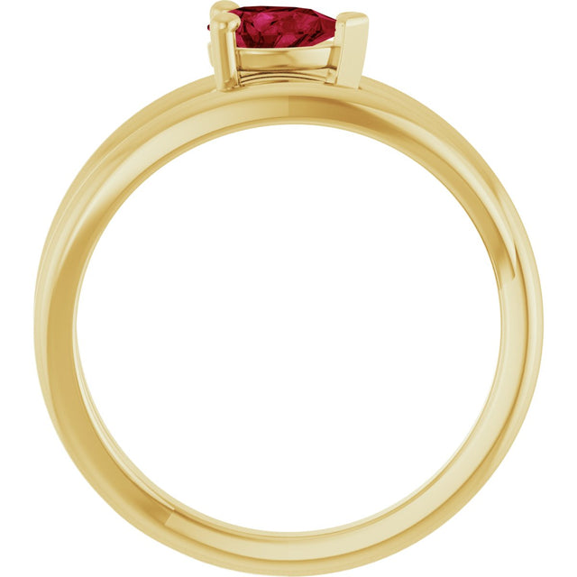 14K Gold Pear Lab-Grown Ruby Negative Space Solitaire Ring - Yellow Gold - view 2