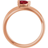 14K Gold Pear Lab-Grown Ruby Negative Space Solitaire Ring - Rose Gold - view 2