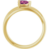 14K Gold Pear Natural Pink Tourmaline Negative Space Solitaire Ring - Yellow Gold - view 2