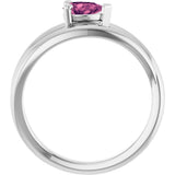 14K Gold Pear Natural Pink Tourmaline Negative Space Solitaire Ring - White Gold - view 2
