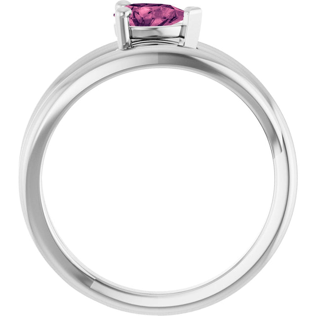 Platinum Pear Natural Pink Tourmaline Negative Space Solitaire Ring - view 2