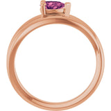 14K Gold Pear Natural Pink Tourmaline Negative Space Solitaire Ring - Rose Gold - view 2