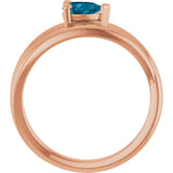 14K Gold Pear Natural London Blue Topaz Negative Space Solitaire Ring - Rose Gold - view 2