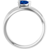 14K Gold Pear Lab-Grown Blue Sapphire Negative Space Solitaire Ring - White Gold - view 2