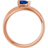 14K Gold Pear Lab-Grown Blue Sapphire Negative Space Solitaire Ring - Rose Gold - view 2