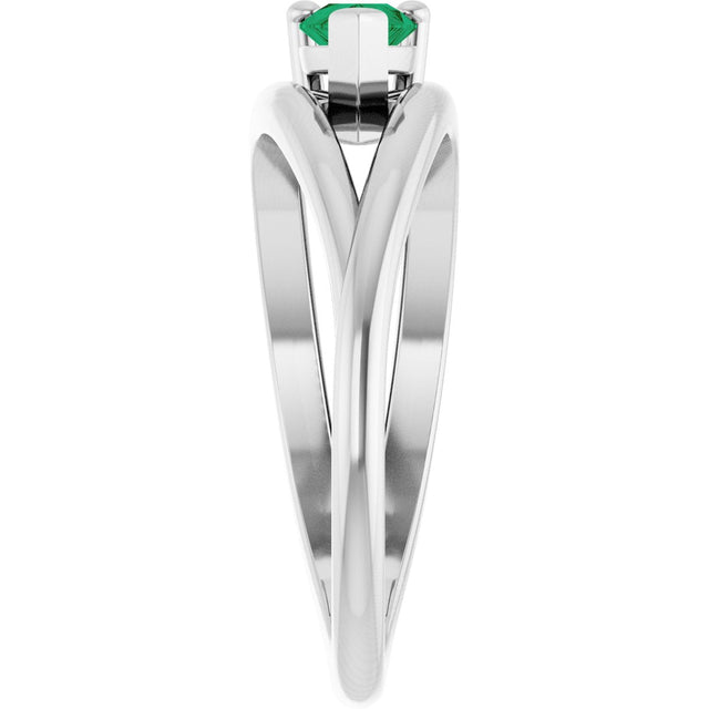 14K Gold Pear Lab-Grown Emerald Negative Space Solitaire Ring - White Gold - view 4