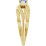 14K Gold Pear Natural Tanzanite Negative Space Solitaire Ring - Yellow Gold - view 4