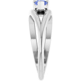 14K Gold Pear Natural Tanzanite Negative Space Solitaire Ring - White Gold - view 4