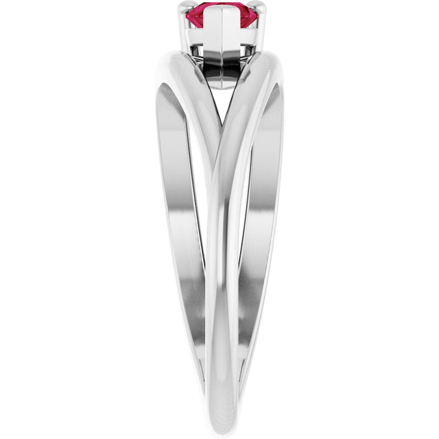 14K Gold Pear Lab-Grown Ruby Negative Space Solitaire Ring - White Gold - view 4
