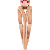 14K Gold Pear Lab-Grown Ruby Negative Space Solitaire Ring - Rose Gold - view 4