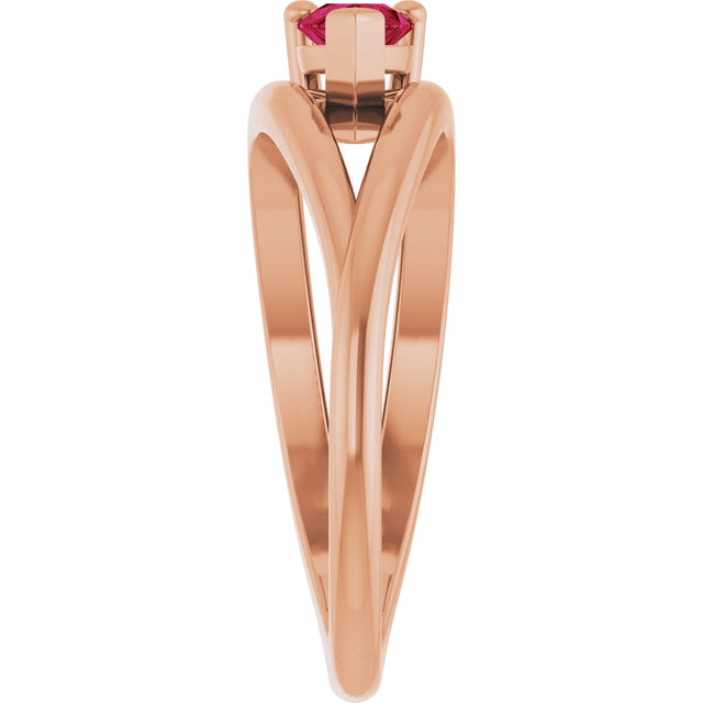14K Gold Pear Lab-Grown Ruby Negative Space Solitaire Ring - Rose Gold - view 4