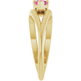 14K Gold Pear Natural Pink Tourmaline Negative Space Solitaire Ring - Yellow Gold - view 4