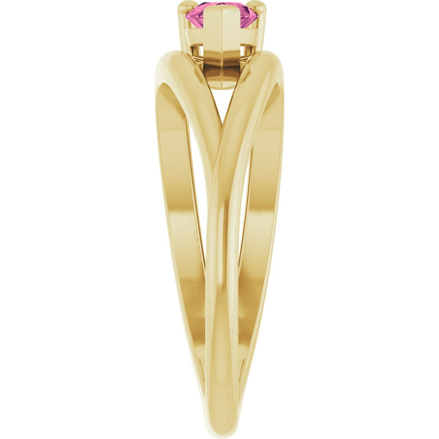 14K Gold Pear Natural Pink Tourmaline Negative Space Solitaire Ring - Yellow Gold - view 4