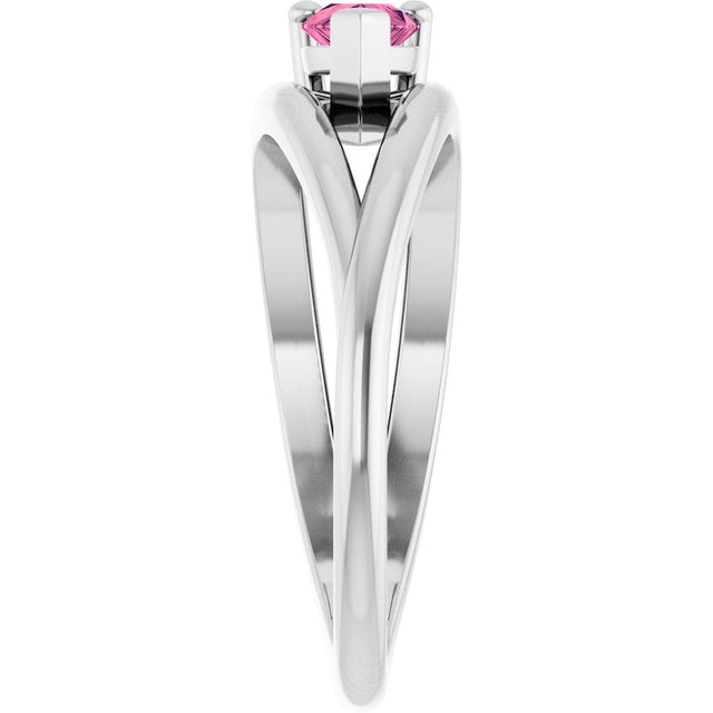 Platinum Pear Natural Pink Tourmaline Negative Space Solitaire Ring - view 4