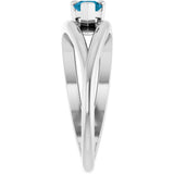 14K Gold Pear Natural London Blue Topaz Negative Space Solitaire Ring - White Gold - view 4