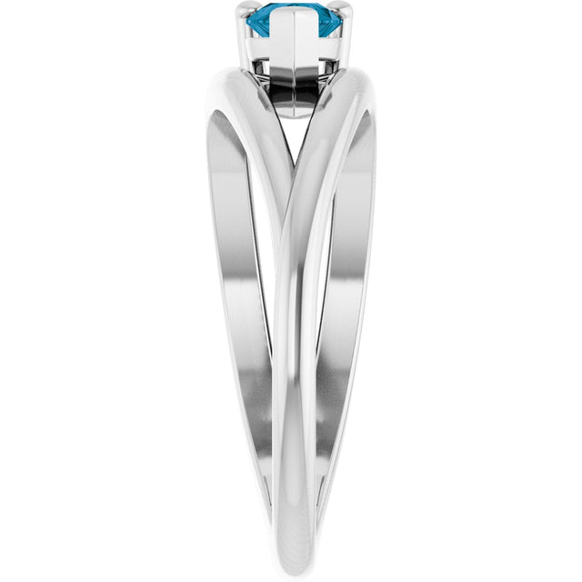 14K Gold Pear Natural London Blue Topaz Negative Space Solitaire Ring - White Gold - view 4