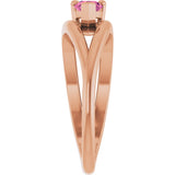 14K Gold Pear Natural Pink Tourmaline Negative Space Solitaire Ring - Rose Gold - view 4