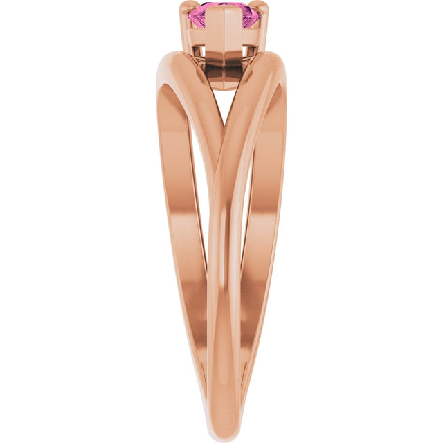 14K Gold Pear Natural Pink Tourmaline Negative Space Solitaire Ring - Rose Gold - view 4