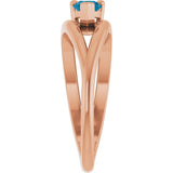 14K Gold Pear Natural London Blue Topaz Negative Space Solitaire Ring - Rose Gold - view 4