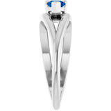 14K Gold Pear Lab-Grown Blue Sapphire Negative Space Solitaire Ring - White Gold - view 4